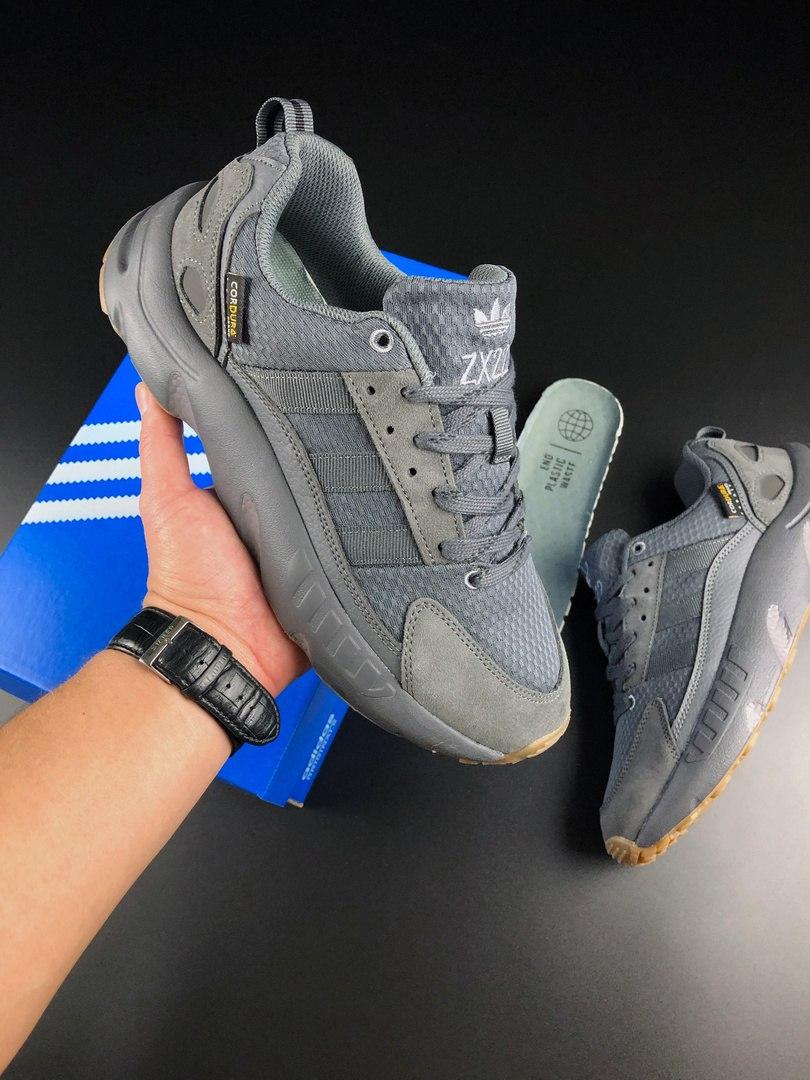 Кросівки чоловічі Adidas ZX 22 Boost темно сірі, Взуття на літо текстиль