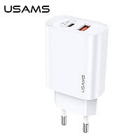 Адаптер мережевий USAMS T35 Fast Charger US-CC121 |1USB/1Type-C, 20W, PD3.0/QC|