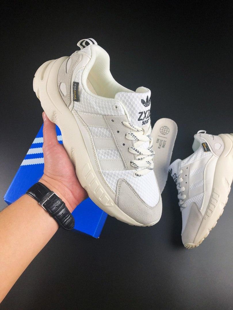 Кросівки чоловічі Adidas ZX 22 Boost білі з бежевим, Взуття на літо текстиль