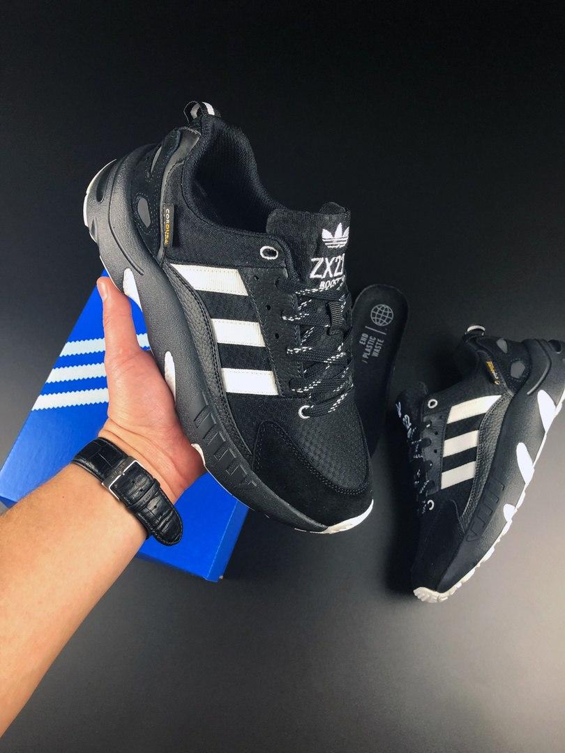 Кросівки чоловічі Adidas ZX 22 Boost чорні з білим, Взуття на літо текстиль