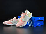 Жіночі кросівки Adidas Boost білі з рожевим, Взуття на літо сітка, фото 5