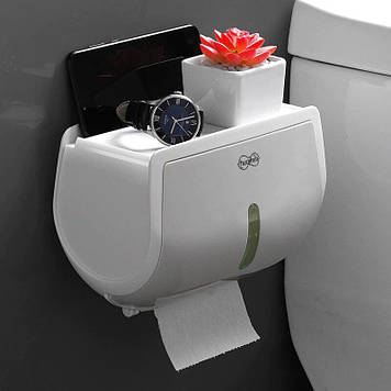Тримач для туалетного паперу настінний з поличкою і власником телефону, Gp, гарної якості, Тримач для туалетного паперу закритий,