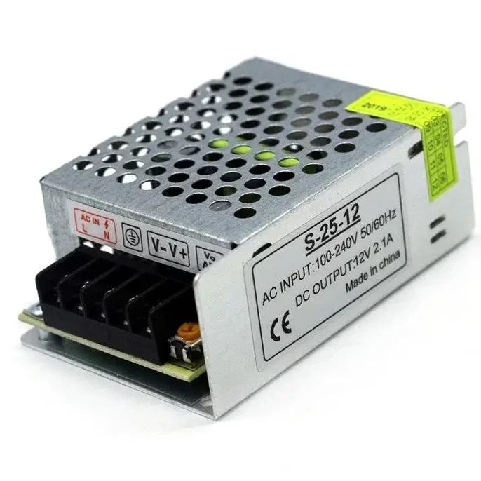 Блок живлення 12V, 25W, 2А, металевий корпус, IP20, S-25-12