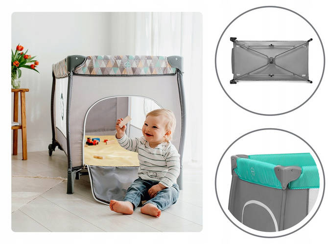 Купить Кроватка-манеж Lionelo Sven Tuequolse/Grey, цена 4090 ₴ — Prom ...