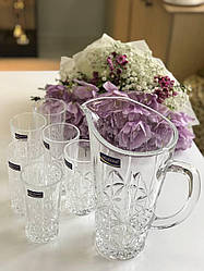 Набір для напоїв глечик (1,5 л) + 6 склянок (250 мл) "Кристал" прозорий