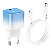 Адаптер мережевий HOCO Type-C to Lightning cable single port charge set C101A |Type-C, PD, 3A/20W|