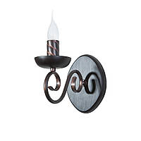 Бра-свеча классическое на 1 лампу из дерева и металла серокор/медь/патина 12.5x24х17 см