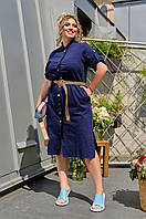 Льняное Женское летнее платье рубашка Ткань: лён жатка Размеры: 50-52,54-56,58-60