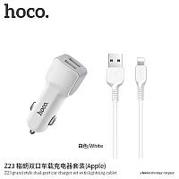 Адаптер автомобільний Hoco Lightning cable Z23 |2USB, 2.4A|