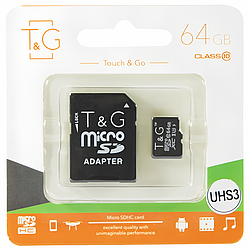 Карта пам'яті T&G 64GB з адаптером / SD флешка у телефон / Флеш карта