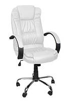 Комп'ютерне офісне крісло з еко шкіри Malatec 8984 біле Mb
