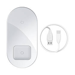 Зарядка QI BASEUS Simple 2in1 Wireless Charger 18w Max For Phones + Pods (WXJK-01)