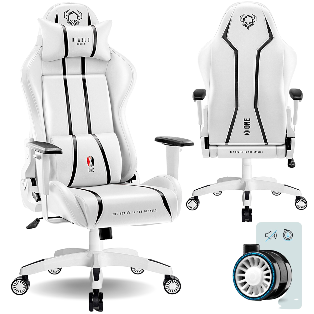 Геймерское кресло Diablo Chairs X-One 2.0 Normal Size эко-кожа White - фото 1 - id-p1850879547