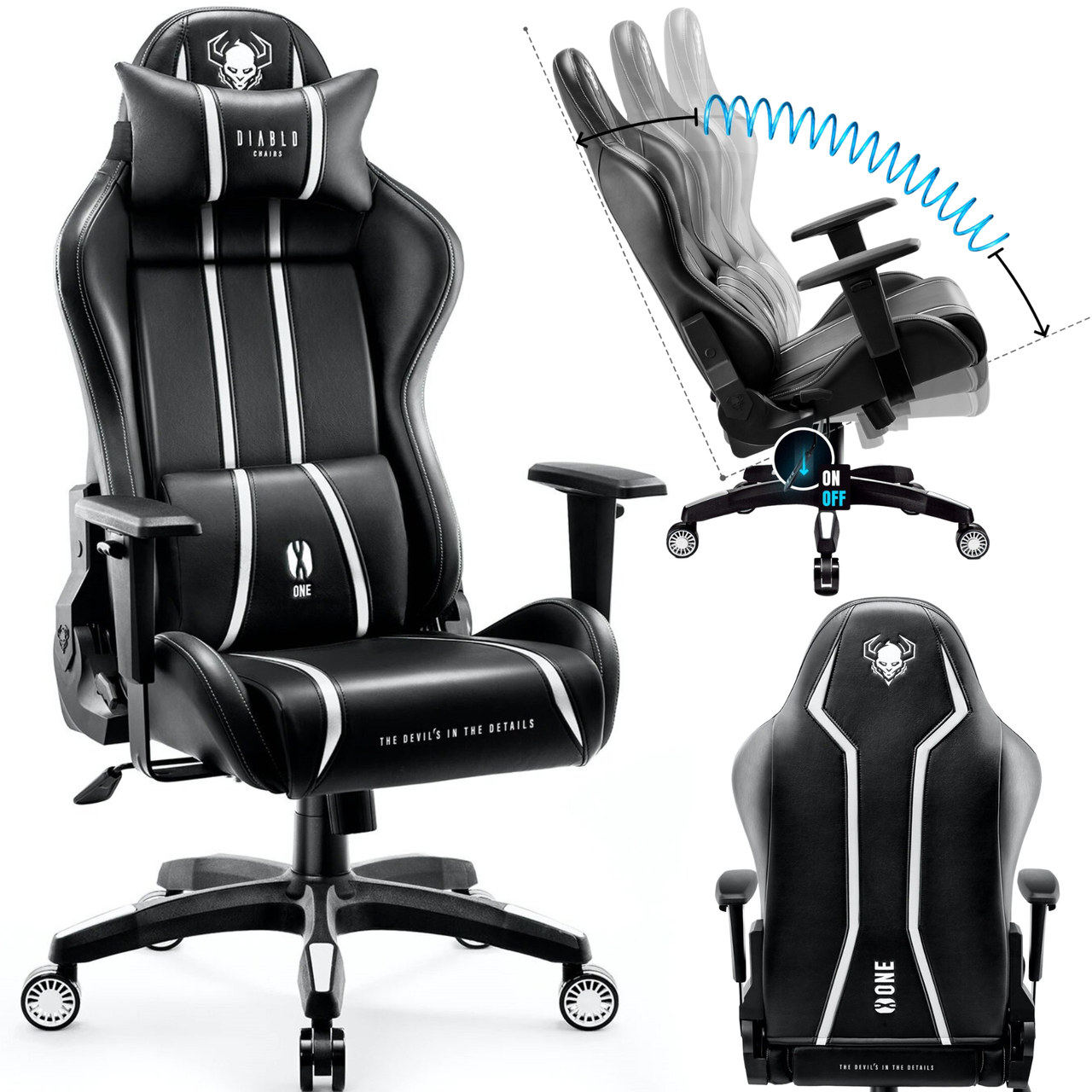 Геймерское кресло Diablo Chairs X-One 2.0 Normal Size эко-кожа Black - фото 1 - id-p1850879549