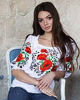 Блузка с вышивкой вышиванка "Современная" для женщин и девочек-подростков Белая