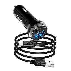 Адаптер автомобільний Hoco Type-C Cable Superior dual port Car charger set Z40 |2USB, 2.4A|