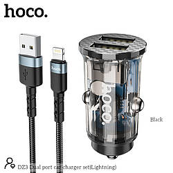 Адаптер автомобільний Hoco Lightning cable double port Car charger DZ3 |2USB, 2.4A|
