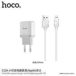 Адаптер мережевий Hoco Lightning cable C22A |1USB, 2.4А|