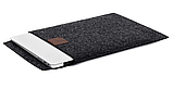 Повстяний чохол Gmakin для ноутбука MacBook Air Pro 13" New вертикальний конверт для макбук із повсті сірий, фото 5