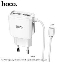 Адаптер мережевий Hoco Lightning cable Mega Joy C59A |2USB, 2.1A|