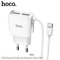 Адаптер мережевий Hoco Type-C cable Mega Joy C59A |2USB, 2.1A|