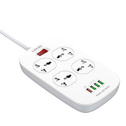 Подовжувач мережевий Ldnio SC4408, 4USB, 4 розетки, білий