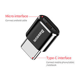 Перехідник BASEUS mini Micro USB To Type-C |2.4A| (CAMOTG-01)