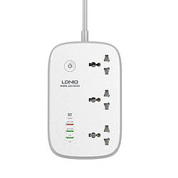 Подовжувач мережевий LDNIO c Wi-Fi SCW3451  |3USB/1Type-C, 3Sockets. QC/PD, 30W/10A, 2m  EU Plug|