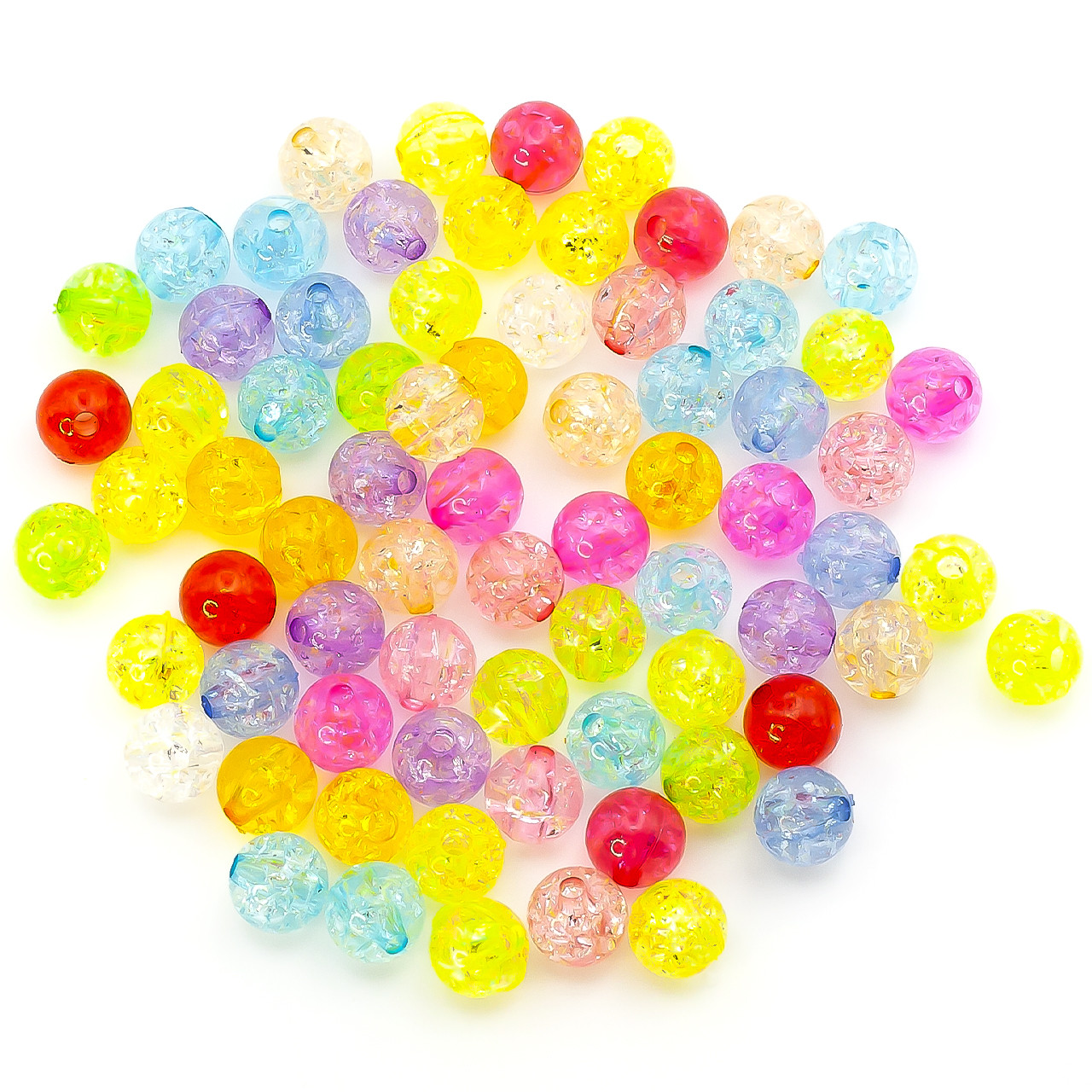 Намистини пластикові кракелюр 8 мм Ø 1,7 мм Різних кольорів +-20 г (+-70 шт.), фото 1