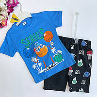 Детский летний костюм на мальчика футболка и шорты 92,98,104,110см Турция 92, Синий