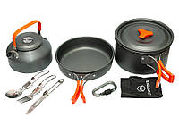 Набор посуды походный Cooking Set DS - 308, SL, Хорошее качество, походный набор посуды пластиковые, походный