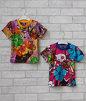 Детская летняя футболка ОПТОМ яркий принт, трикотажная летняя футболка для девочки от р.28 до р.40
