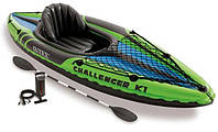 Надувная байдарка Challenger K1 Kayak Intex 68305, SL, Хорошего качества, интекс лодка четырехместная, гребная