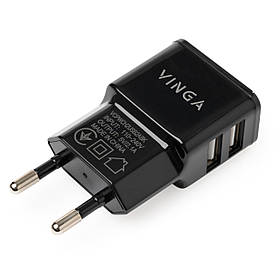 Зарядний пристрій Vinga 2 Port USB Wall Charger 2.1 A (VCPWCH2USB2ABK)