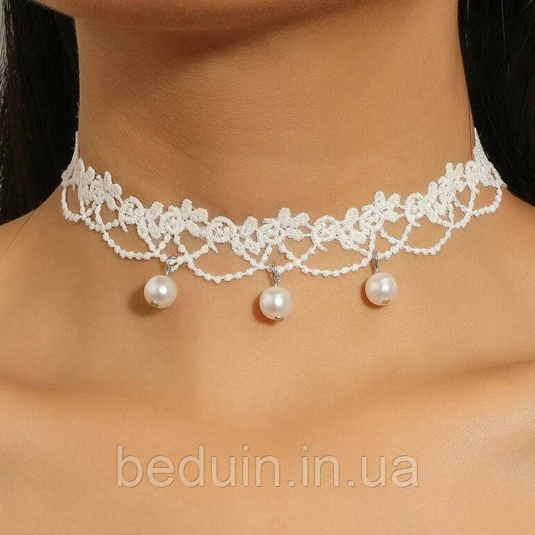 Мереживний чокер на шию "Мей" білий No10 Aushal Jewellery