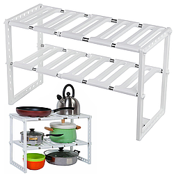 Регульована кухонна полиця для посуду 38-70 см KITCHEN RACK / Розсувний органайзер під раковину