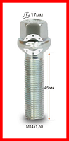Болт колісний М14x1.5x45мм Сфера Цинк Ключ 17 (Audi, Mercedes-Benz, Seat, Skoda, Volkswagen)