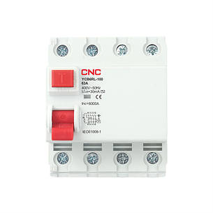 Диференціальне реле ПЗВ YCB9RL-100, 100А, 3P+N, 6кА, 30мА, CNC, фото 1