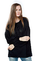 Блузка женская под вышивку с длинным рукавом, черная р.52