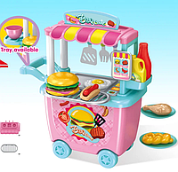 Детская Закусочная с тележкой, SL1, 28 предметов, Хорошее качество, с тележкой, Детский игровой набор Happy