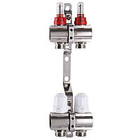 Колектор з вимірювачем витрат, регуляторами та кріпленням ECO 001D 1"x2 Baumar - Порадуй Себе