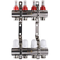 Колектор з вимірювачем витрат, регуляторами та кріпленням ECO 001D 1"x4 Baumar - Порадуй Себе
