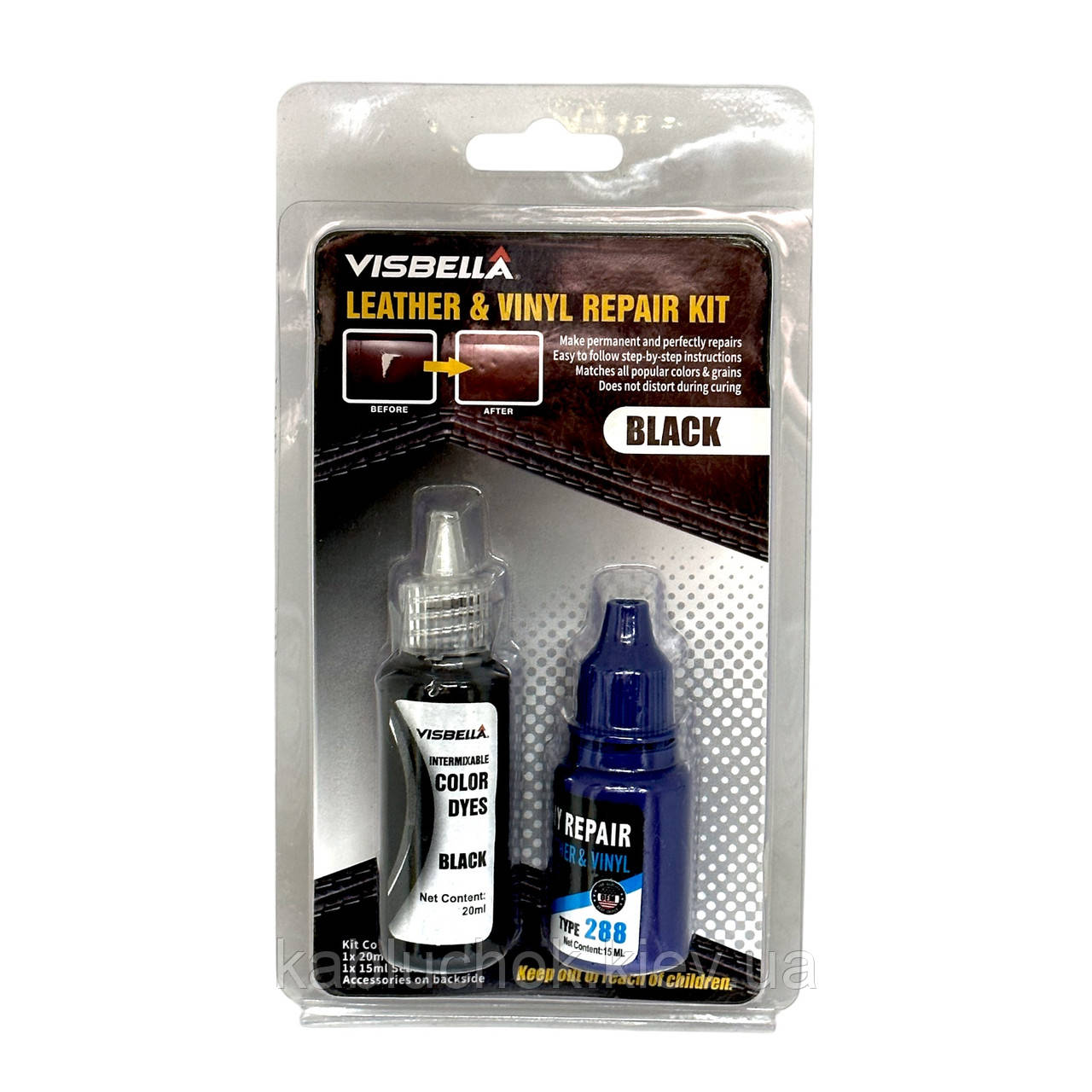 Набір рідка шкіра + клей для ремонту шкіри та вінілу Visbella DIY Leather and Vinyl Repair Kit Чорний