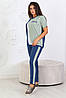 Повсякденний жіночий трикотажний костюмчик футболка + штани, спортивного стилю розміри 48-54, фото 2