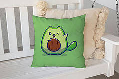 Декоративна подушка 45х45 см, «Cute Cat Avocado»