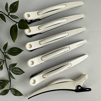 Затискачі-дельфіни для волосся Hots Professional Chengye, чорно-білі 6 шт (CN608066-WH)