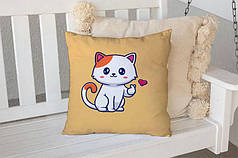 Декоративна подушка 45х45 см, «Cute Cat. Korean Heart»