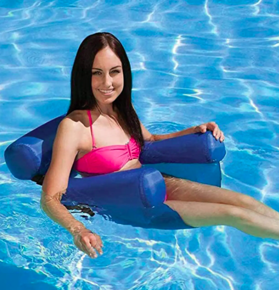 Складне крісло надувне матрац для плавання та відпочинку на воді, зі спинкою, пляжний водний гамак