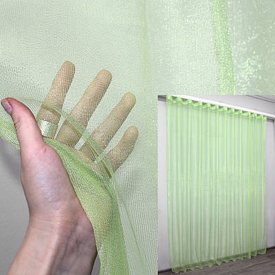 Готова тюль (3х2,7м.) батист з люрексовою ниткою. Колір салатовий. Код 1255т 40-640