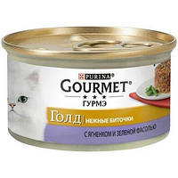 Влажный корм для котов Purina Gourmet Gold Нежные биточки с ягнёнком и зелёной фасолью 85 г